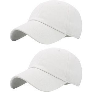 Unisex White 100% Cotton Pair Of 2 Adjustable Classic Baseball Plain Dad Hat